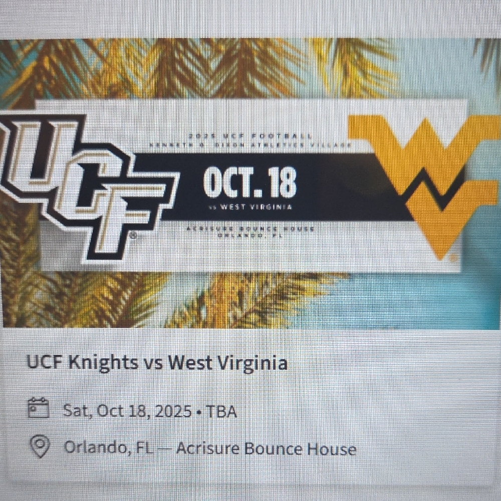 UCF Knights vs West Virginia Ticket